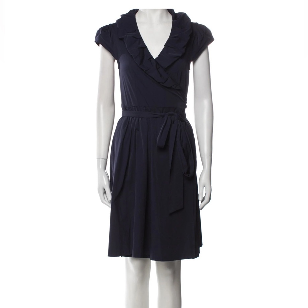 Diane von Furstenberg Women’s Black V-Neck Knee-Length Wrap Dress Size: M | US 8